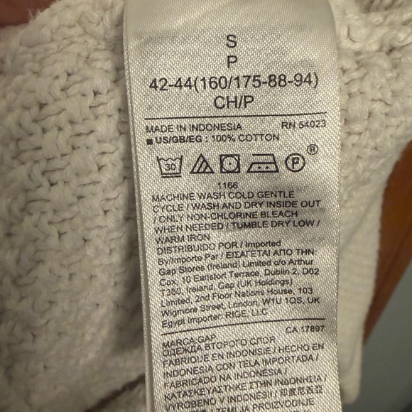 Gap Cable Knit Sweater Women’s Small White 100% Cotton Classic Crew - Picture 5 of 7
